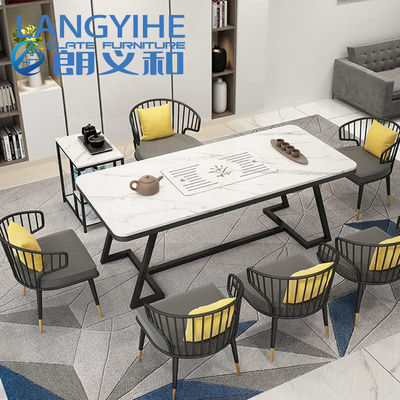 โต๊ะอาหารหินชนวน 140 ซม. โมเดิร์นอิตาลี Minimalist Luxury Metal