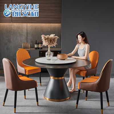 Nordic Rock Slab โต๊ะรับประทานอาหารหินอ่อนกลมสำหรับ 8 ครัวเรือน