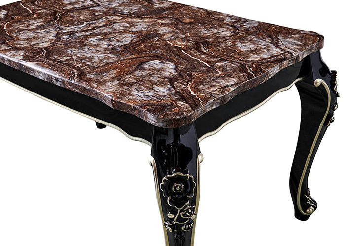 Retro Luxury Ebony ร้านอาหารสี่เหลี่ยมผืนผ้าโต๊ะหินอ่อน