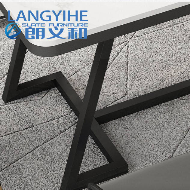 โต๊ะอาหารหินชนวน 140 ซม. โมเดิร์นอิตาลี Minimalist Luxury Metal