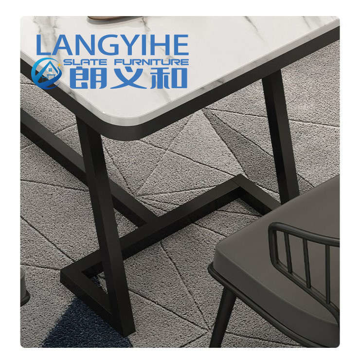 โต๊ะอาหารหินชนวน 140 ซม. โมเดิร์นอิตาลี Minimalist Luxury Metal