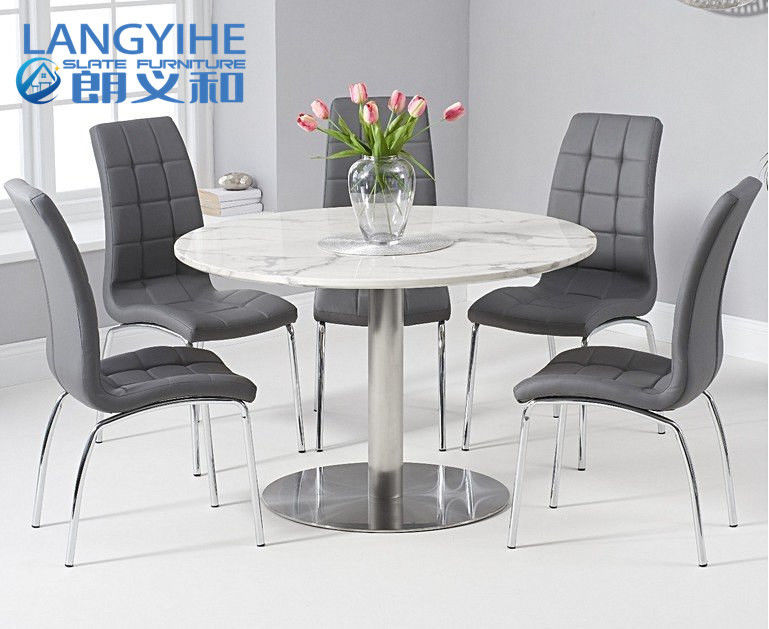 โต๊ะรับประทานอาหารหินอ่อน Oem Odm Circle สีขาว 120cm