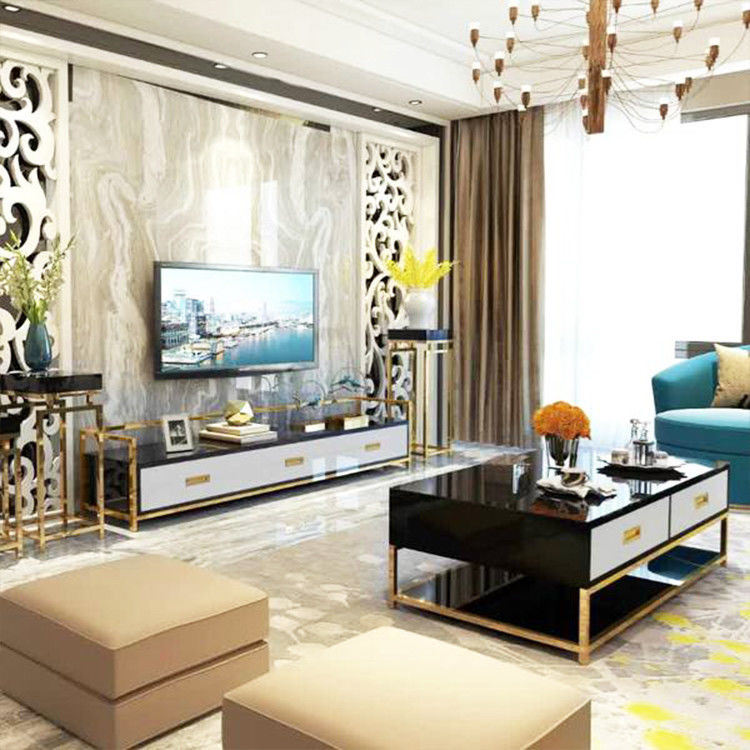 Bubble EPE หรูหราตู้วางทีวีห้องนั่งเล่นเฟอร์นิเจอร์โครงสแตนเลส