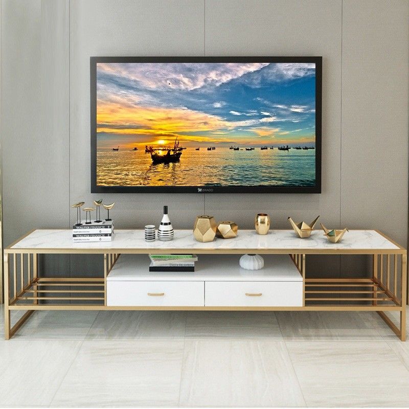 หรูหราทองหินอ่อนทีวียืนสแตนเลสม้านั่งยาว