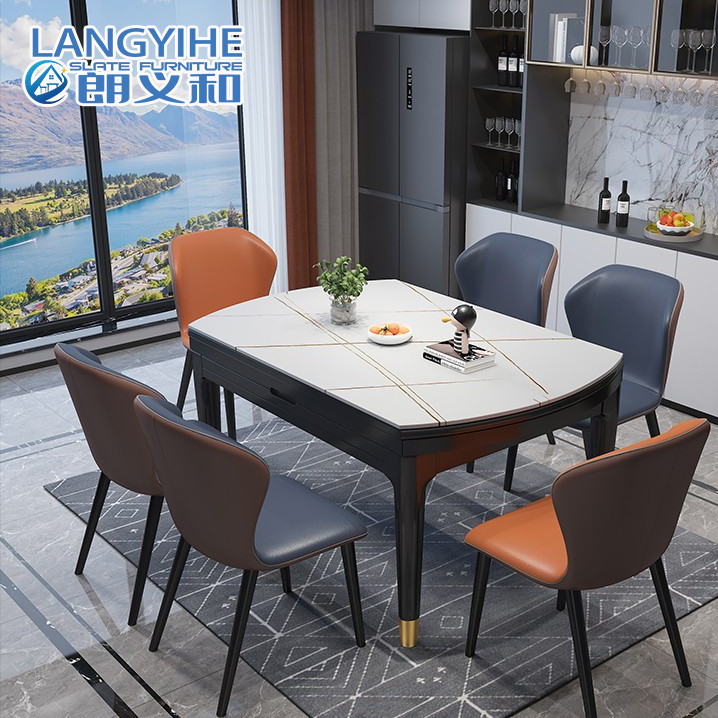 Rock Slab Dining โต๊ะพับหินอ่อนพับเก็บได้สี่เหลี่ยม