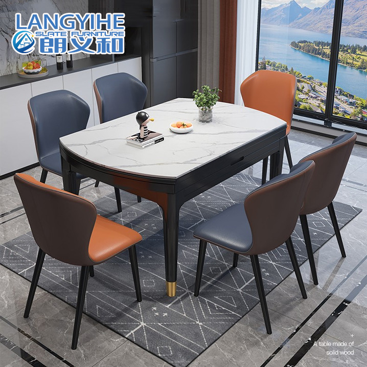 Rock Slab Dining โต๊ะพับหินอ่อนพับเก็บได้สี่เหลี่ยม