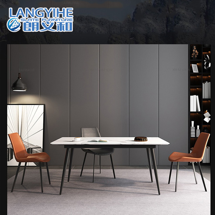 Rock Slab Nordic Marble โต๊ะรับประทานอาหาร Modern Minimalist